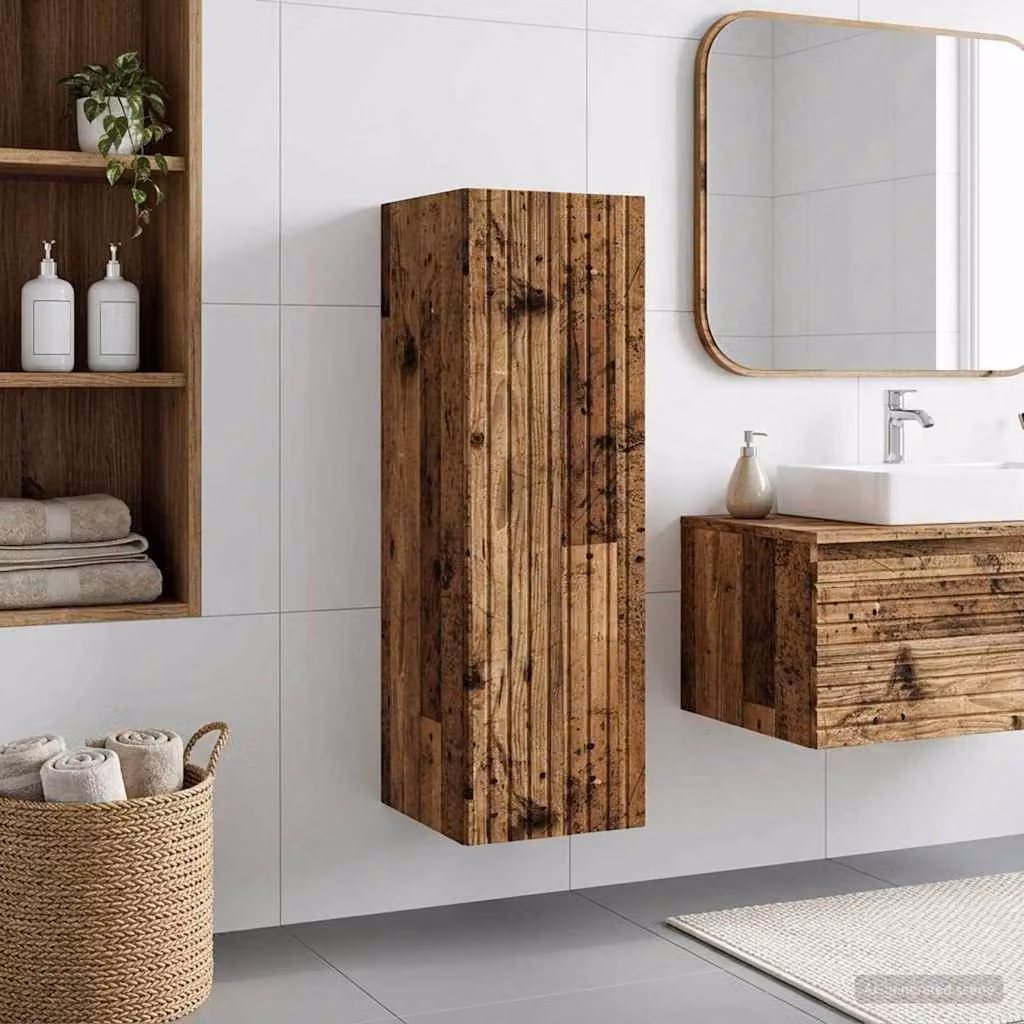 Mobiletto da bagno a muro vidaXL in legno marrone con ante a battente e ripiani interni L/P/H: 33 x 34,5 x 60 cm
