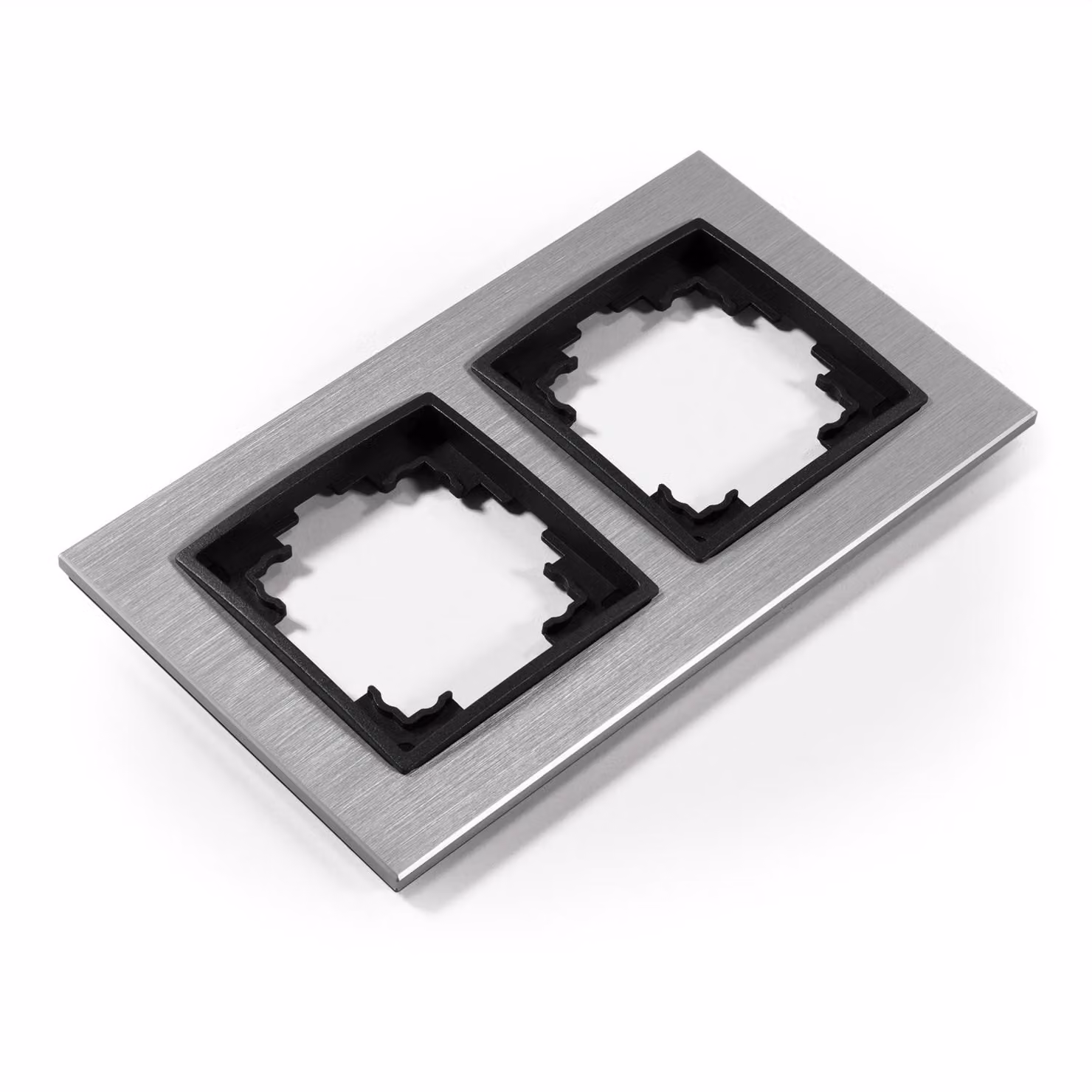 Cornice MCPOWER | FLAIR | 2 ganci, alluminio argento, per prese di corrente