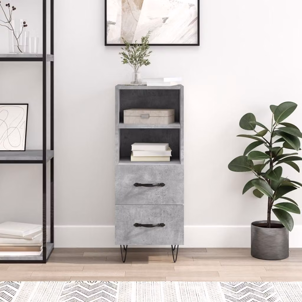 Credenza moderna vidaXL in legno e metallo, Grigio, L 34,5 cm x P 34 cm x H 90 cm, da appendere a parete