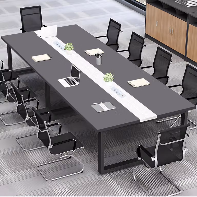 Tavolo da conferenza con sistema di gestione dei cavi, dimensioni 200x80x74 cm, design moderno, ideale per l'ufficio