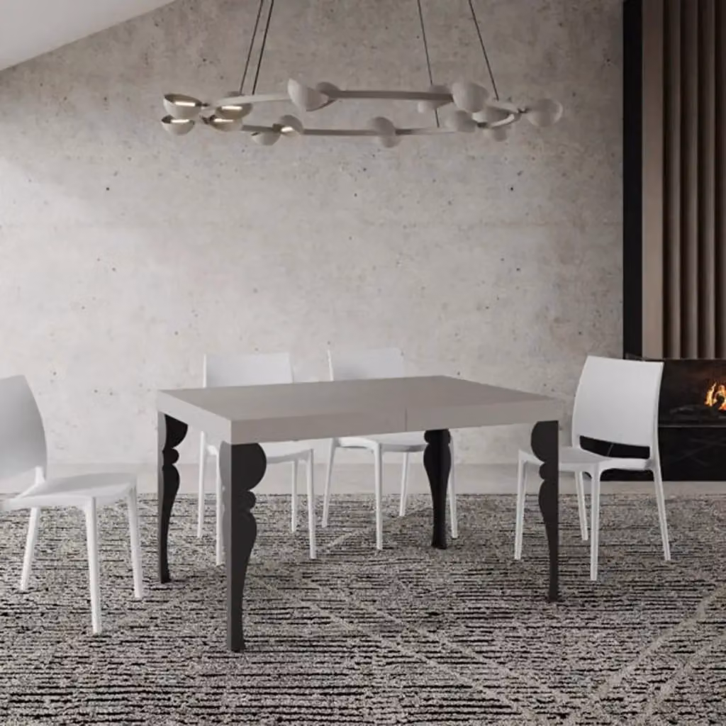 Tavolo allungabile moderno Itamoby Paxon color antracite con piano in laminato opaco L: 130-390 cm, P: 90 cm – 2
