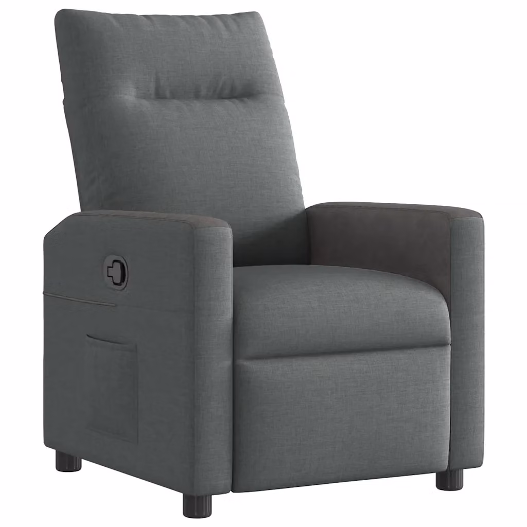 Poltrona reclinabile relax vidaXL in tessuto grigio e nero con braccioli e leva manuale – 2