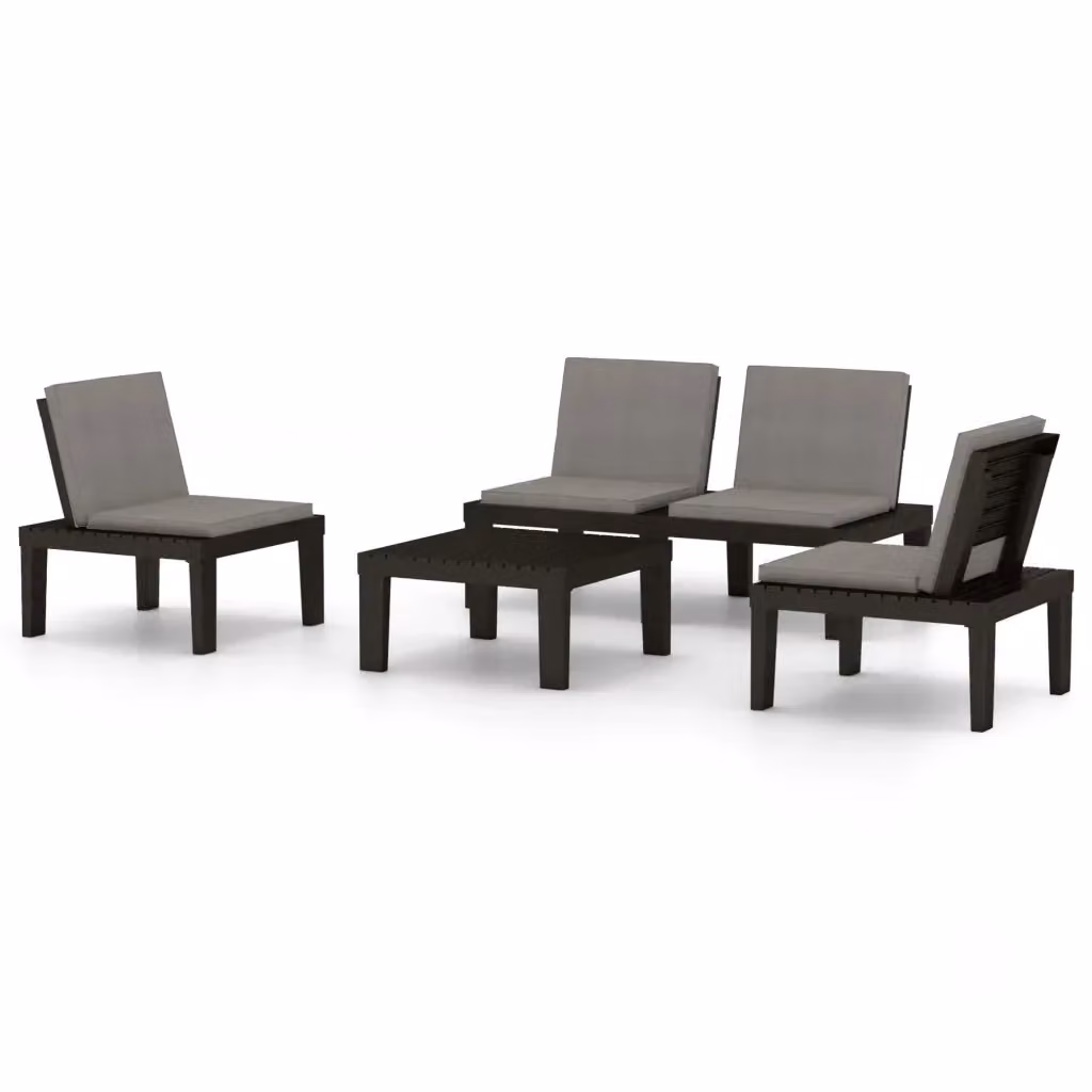 vidaXL Set di Divani da Giardino a L con Cuscini e Tavolino, 4 Pezzi, Grigio Antracite – 2