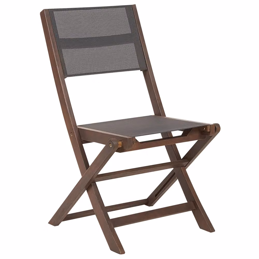 Set di 2 sedie da giardino pieghevoli BELIANI in legno di acacia marrone con seduta in tessuto textilene – 2