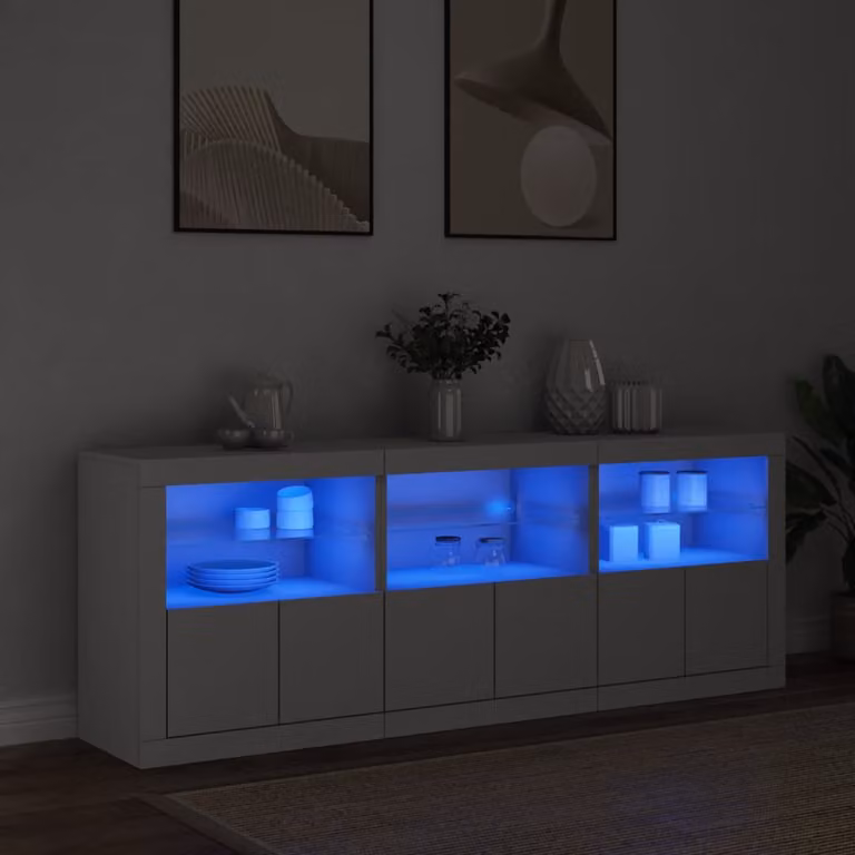 Credenza moderna vidaXL con luci LED bianca L: 181,5 cm, P: 37 cm, H: 67 cm