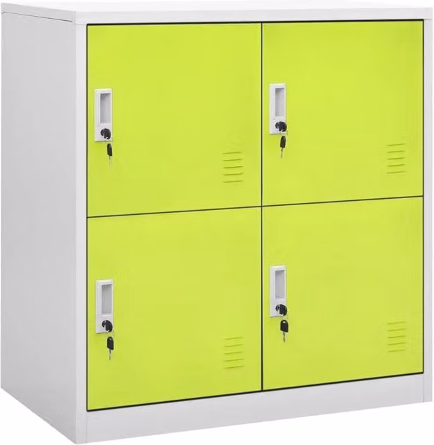 Armadietto moderno in metallo con serratura per scuola o ufficio HELLOSHOP26, colore grigio e verde, L: 90 cm, P: 45 cm, H: 92,5 cm