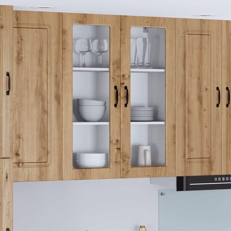 Mobile da parete LUCCA vidaXL in legno e vetro, Rovere, L: 100 cm, H: 80 cm, P: 31 cm