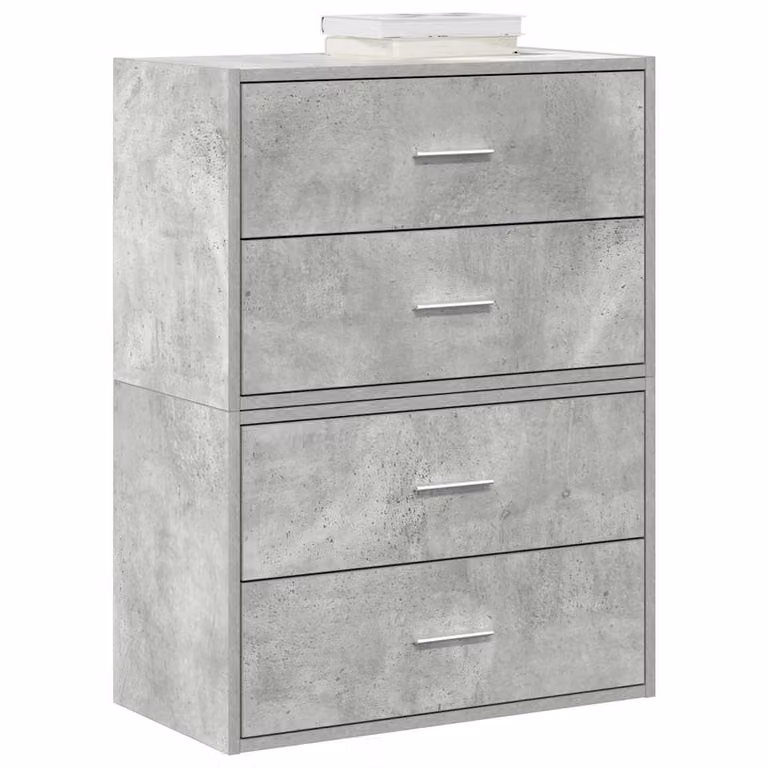 Set di 2 armadi vidaXL con 4 cassetti in MDF, colore grigio cemento, L 60 cm x P 31 cm x H 40 cm