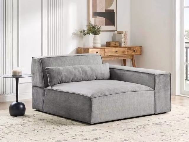 Modulo divano angolare destro Beliani in tessuto grigio stile scandinavo per il tuo soggiorno
