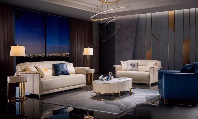 Wohnzimmer Designer-Sofa Sofagarnitur 3+2+1 Sitzer Ledersofa Modernes Sofa