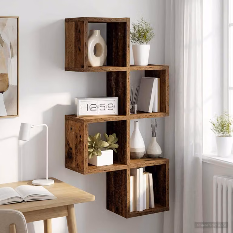vidaXL Scaffale da parete A parete Legno antico 39 x 15 x 76 cm