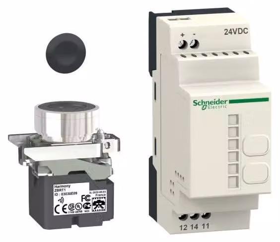 Schneider Electric Combi pack, pulsante radio, ricevitore, non programmabile, metallo, Ø22mm, 24V DC, set di 10 tappi colorati XB4RFB01