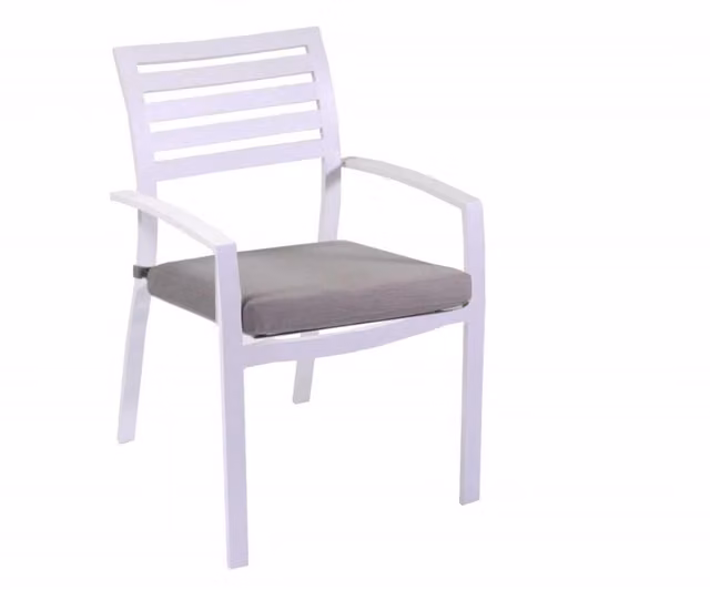 Poltrona alluminio new Boston bianco con cuscini grigio cm 58x57h88