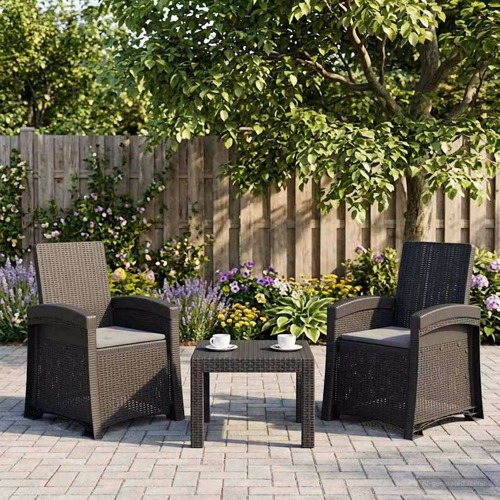 Set di 2 sedie da giardino reclinabili vidaXL in effetto rattan color antracite con braccioli