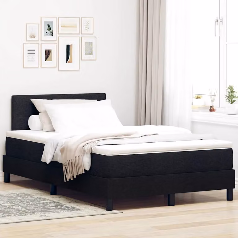 Letto ibrido con testiera vidaXL in tessuto nero L: 120 cm, P: 200 cm