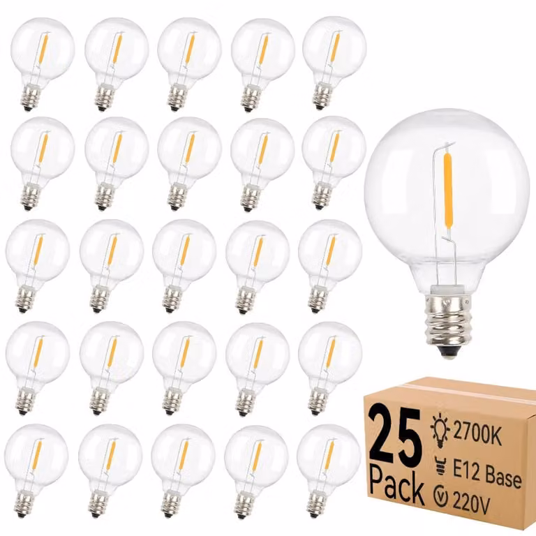 Lampadine LED G40 - Illuminazione decorativa - 25 lampadine - Resistenti agli urti - Resistenti agli schizzi (IP44) - 220 V - Adatte per uso esterno
