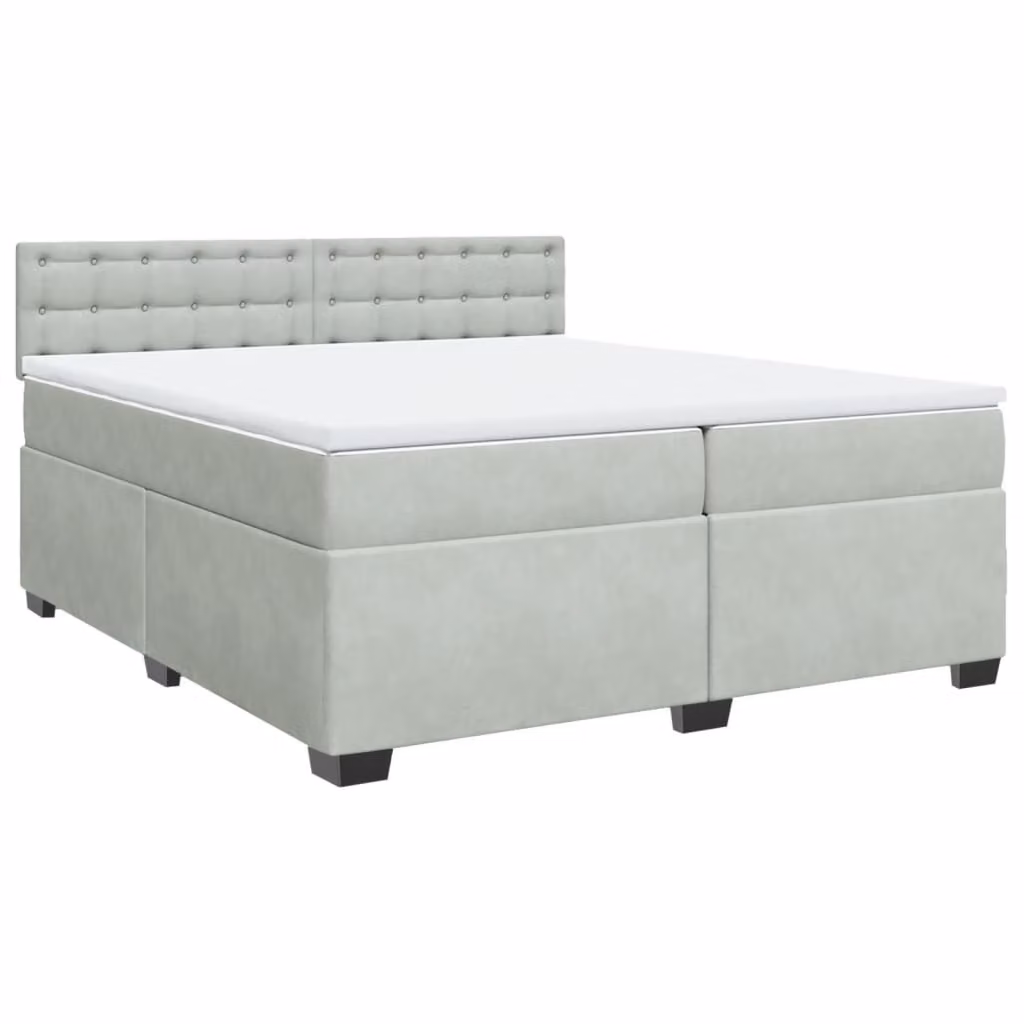 Giroletto a Molle con Materasso Grigio Chiaro 200x200cm Velluto