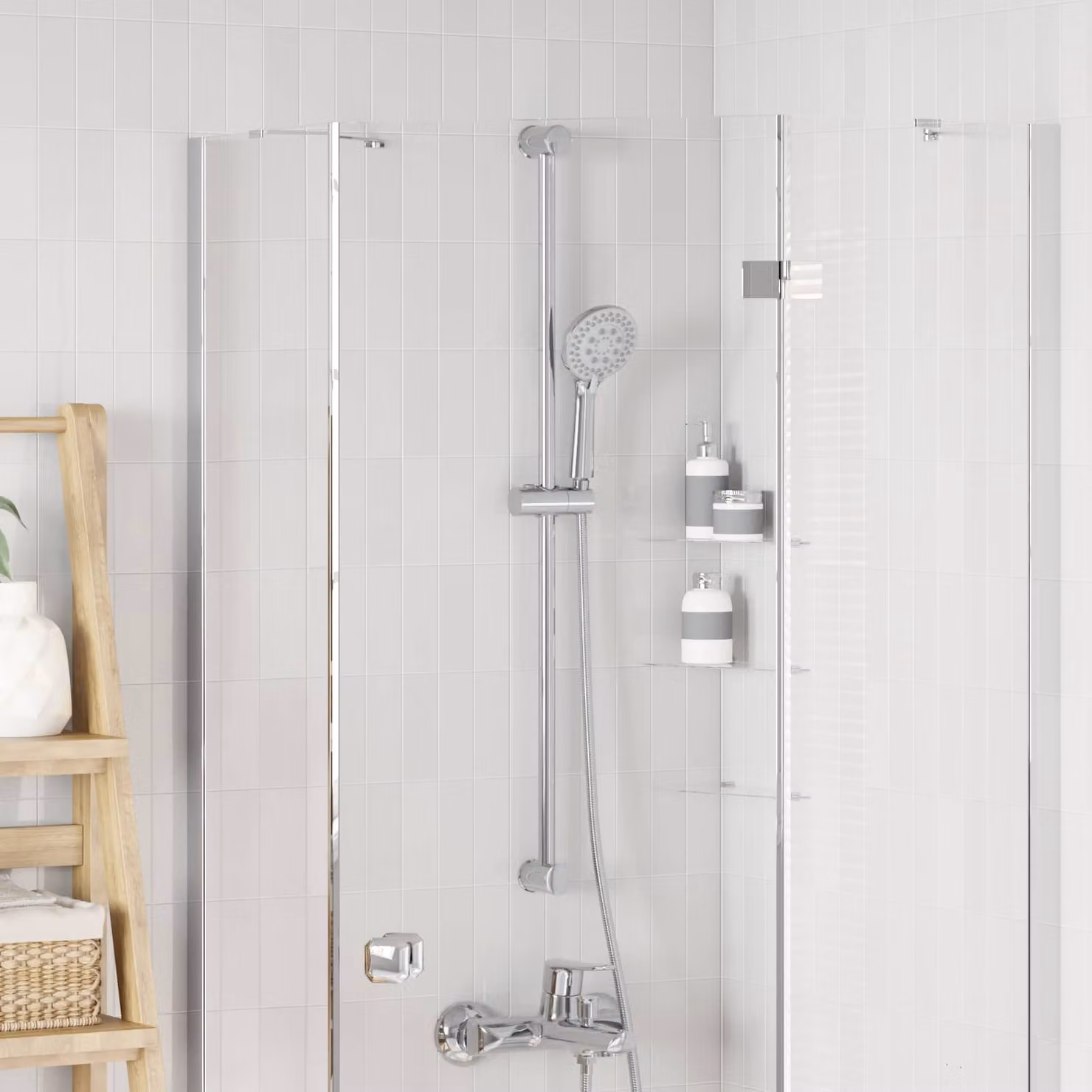 vidaXL Supporto per Testa di Doccia Cromato in Acciaio Inox con Altezza Regolabile, Argento