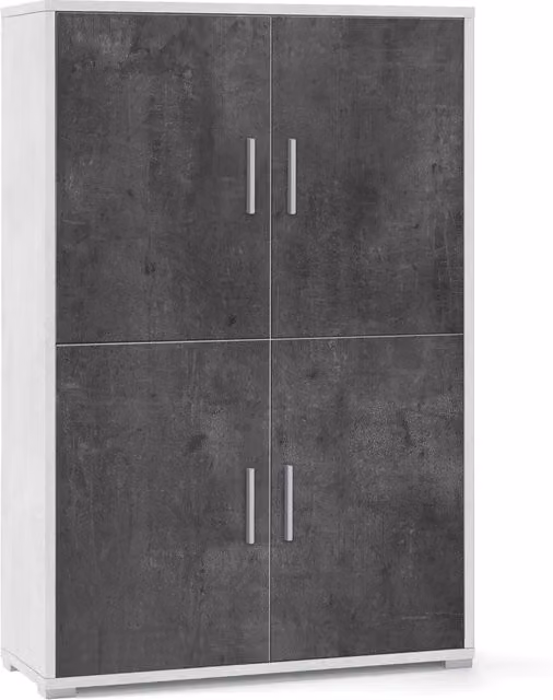 Mobile Multiuso 4 Ante 108x161x41 cm Ossido Bianco/Ossido Nero