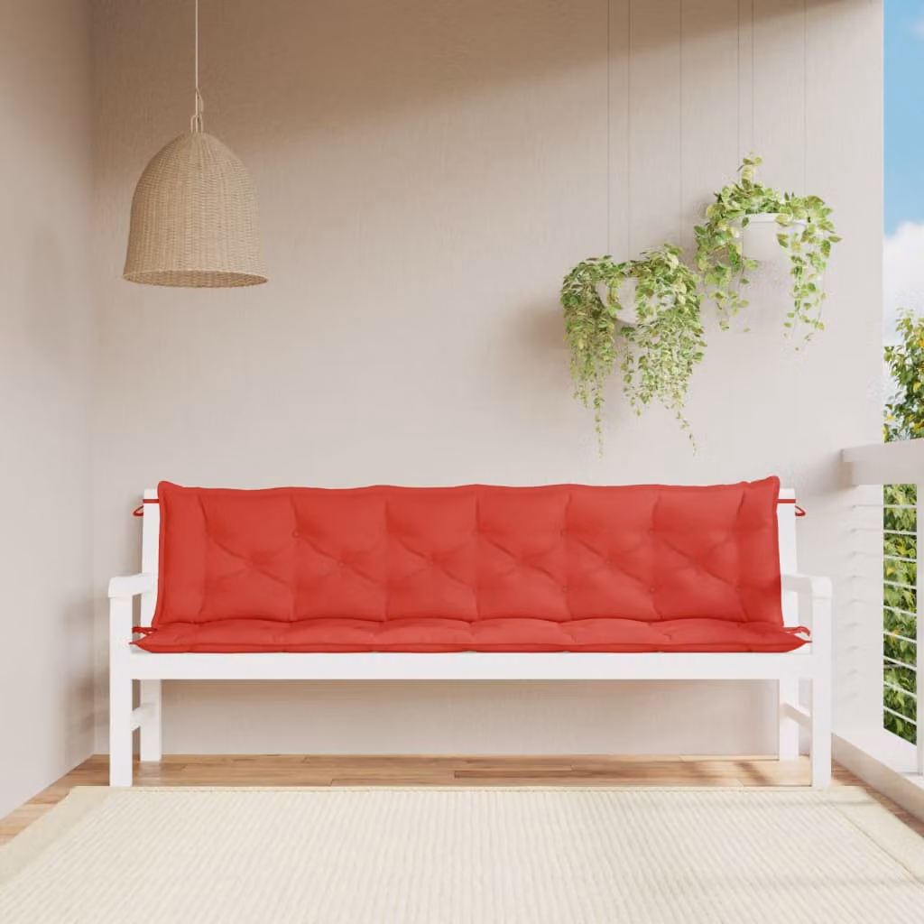 Set di 2 cuscini per panca vidaXL in tessuto Oxford rosso, impermeabili e traspiranti, L 200 cm x P 50 cm x H 7 cm