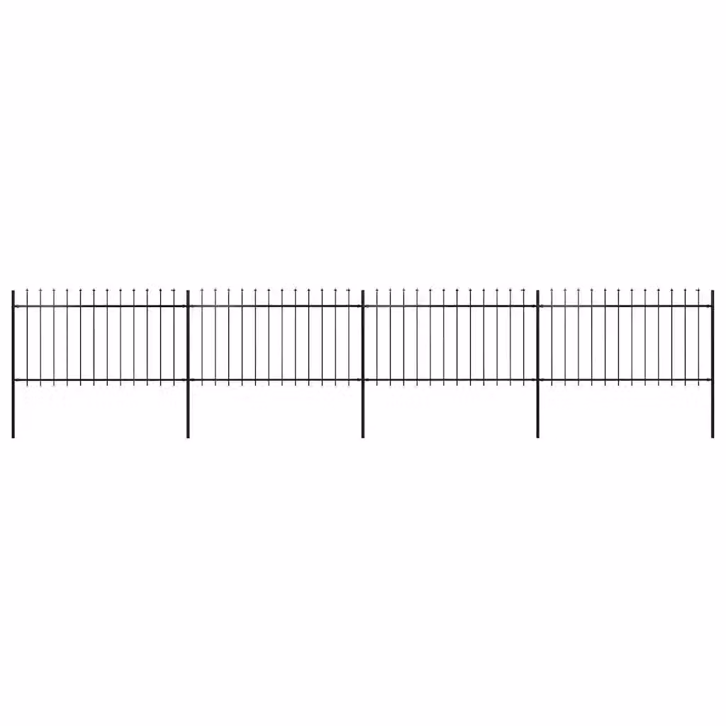 Recinzione da giardino vidaXL in acciaio con punta a lancia, colore nero, L: 671 cm, H: 100 cm