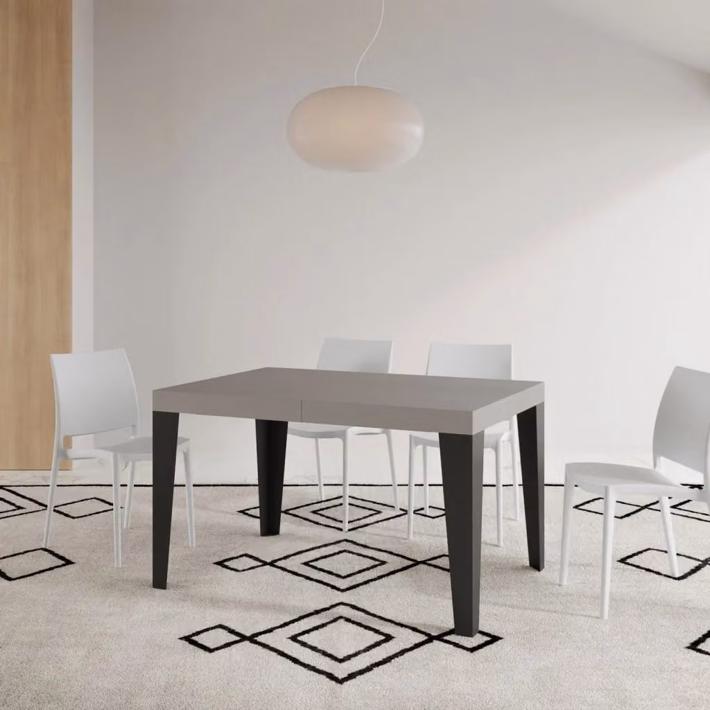 Tavolo Allungabile Moderno Giordanoshop Flame Cashmere con Gambe in Metallo Antracite L/P: 120/380 x 90 cm – 2
