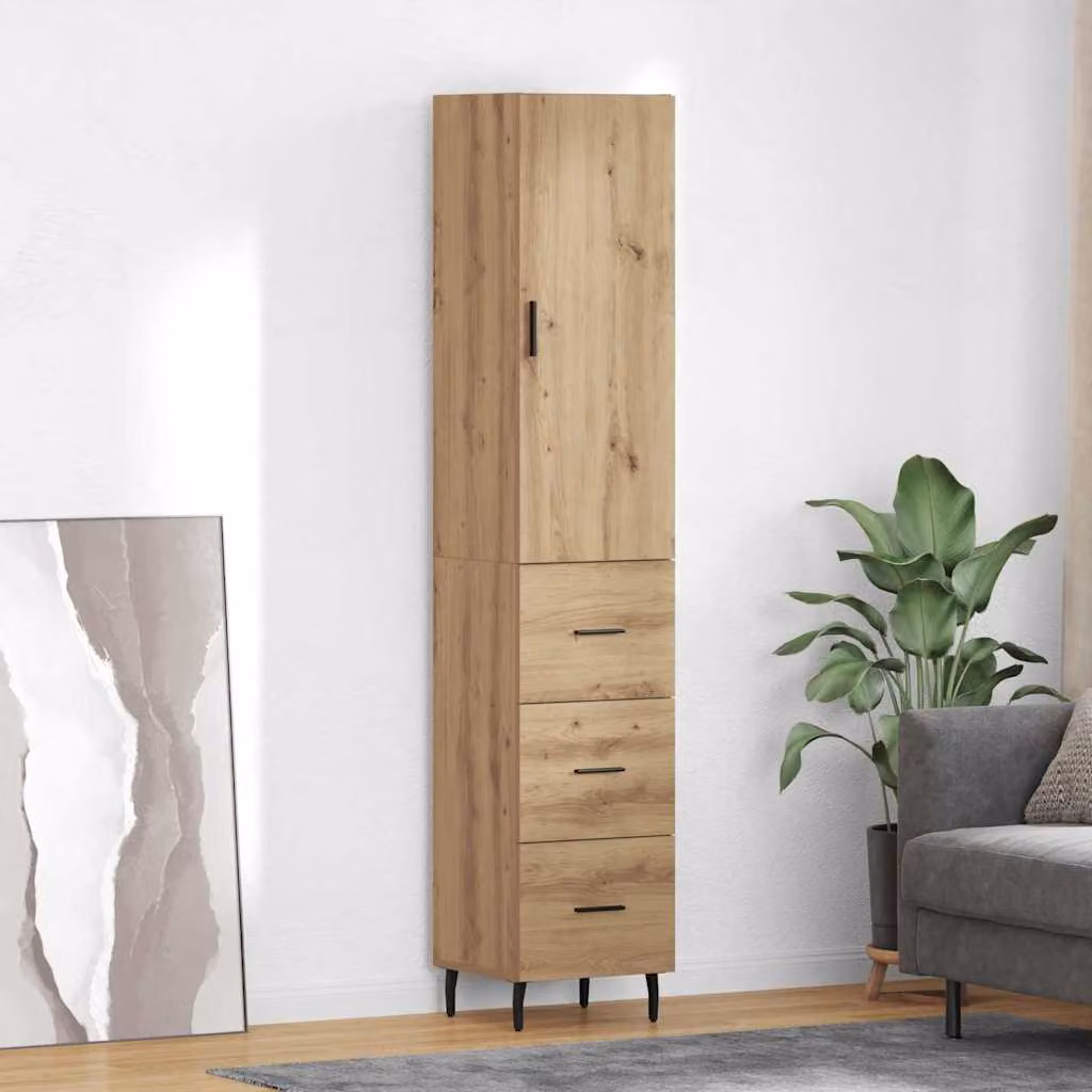 vidaXL Credenza in Rovere e Metallo per Cucina e Sala da Pranzo, L/P/H: 34,5 x 34 x 180 cm