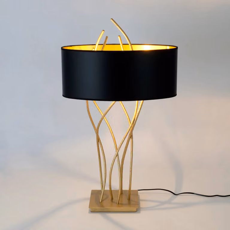 Holländer Lampada da tavolo Elba oval, Ottone / Oro, Soggiorno / Sala da pranzo, Metallo, Moderno, Lampada da tavolo