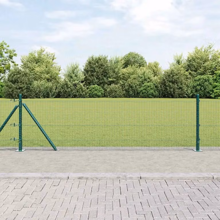 Recinzione metallica saldata vidaXL con base in cemento, colore verde, L: 50 cm, H: 0,4 m