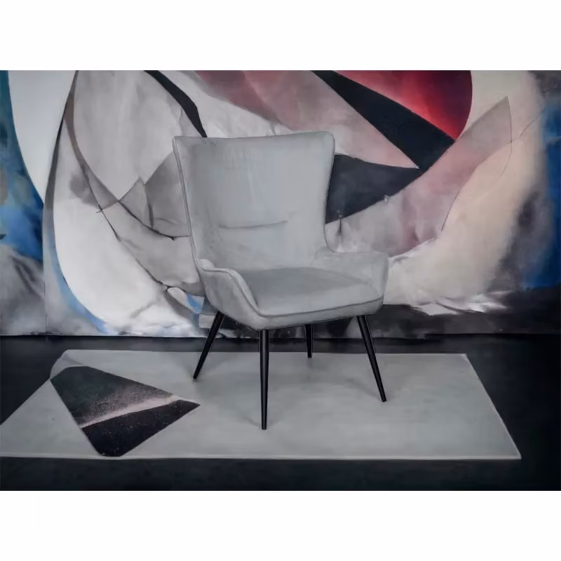 Poltrona moderna con struttura in metallo e imbottitura in velluto grigio Mobili 2G L: 74 cm, P: 67 cm, H: 99 cm – 2
