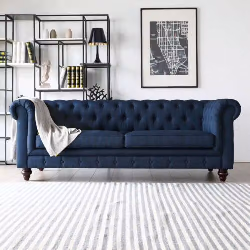 Design Chesterfield Sofagarnitur 3-Sitzer Stoff Couch Polster Sofas Sofa Sitz