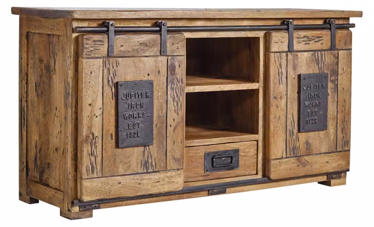 MASSIVMOEBEL24 | credenza in legno di Mango 128x45x70 mango naturale laccato RAILWAY #102