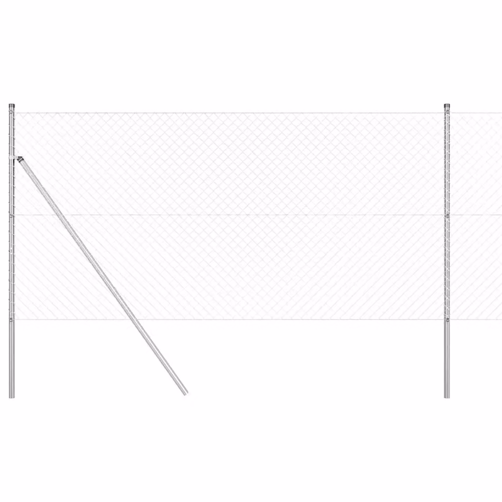 Palo per recinzione vidaXL in acciaio zincato color argento con manicotto per fissaggio a terra, L: 140 cm, P: 1,8 cm, H: 3,2 cm – 2