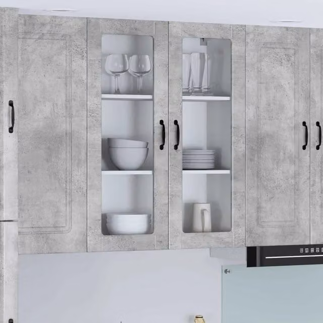 Mobile da parete moderno vidaXL in vetro e MDF Grigio L: 80 cm, P: 31 cm, H: 100 cm