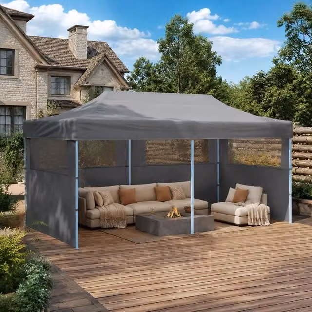 Pop-up Party Tent With Side Walls, Foldable, 3 X 6 M, Anthracite