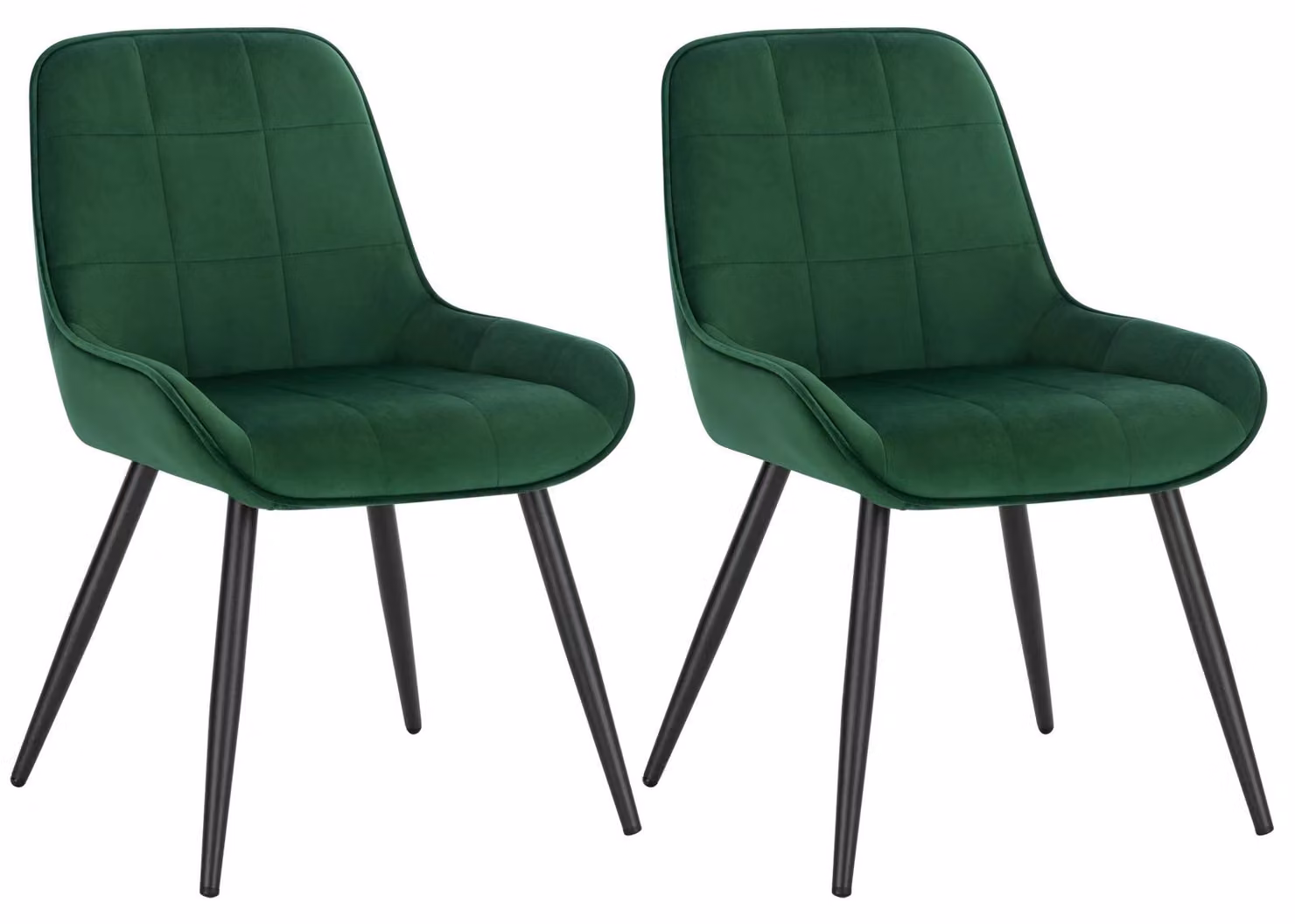 Sedie da pranzo - Sedie da pranzo moderne - Set da 2 - Ergonomiche - Imbottite - Regolabili in altezza - Struttura in metallo - Con braccioli - Velluto verde scuro