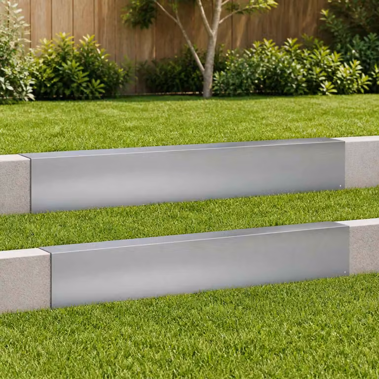Set di 2 profili di copertura per giardino vidaXL in acciaio zincato grigio, L: 100 cm, P: 10 cm, H: 15 cm