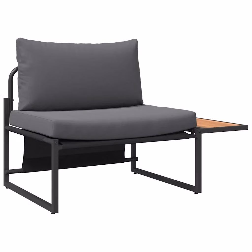 Set da giardino moderno vidaXL composto da divano a 2 posti e tavolino da esterno in acciaio verniciato a polvere e legno di acacia con cuscini inclusi, colore antracite – 2