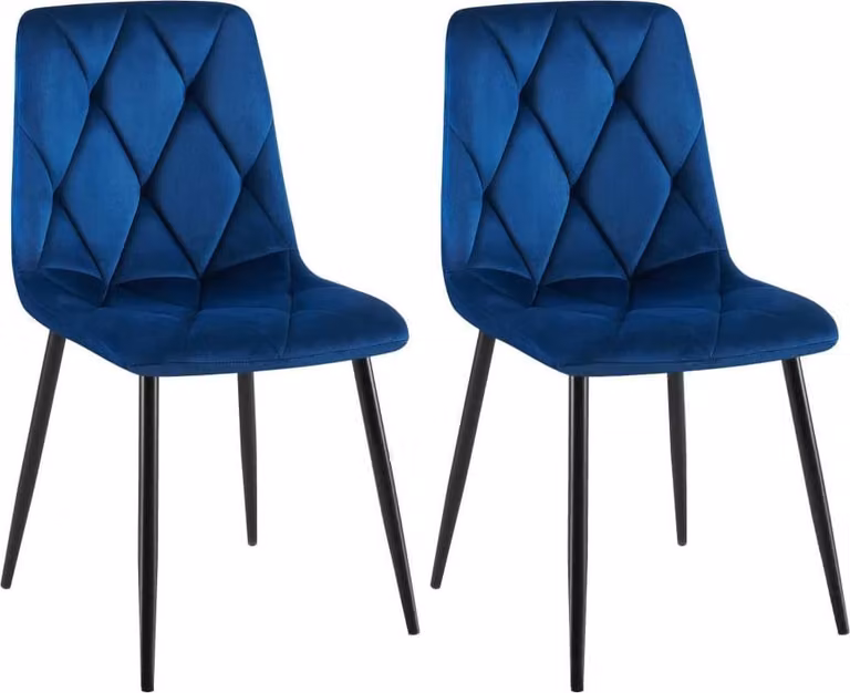 set di 2 sedie da pranzo in velluto - design senza tempo, elevato comfort di seduta | Colore: blu scuro