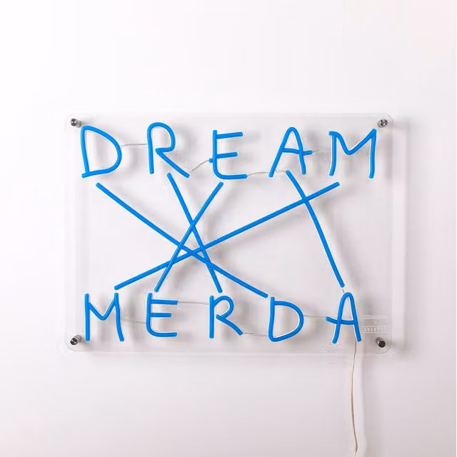 Lampada a neon LED Connection di Seletti, modello da parete blu e trasparente, dimmerabile