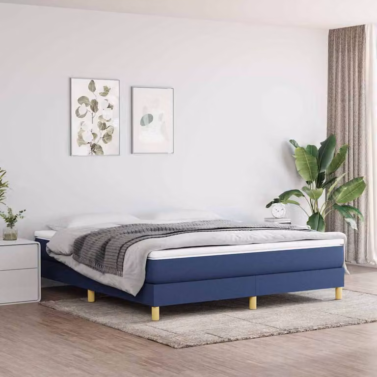 vidaXL Struttura Letto a Rete a Molle in Tessuto Blu L: 180 cm, P: 200 cm, H: 203 cm