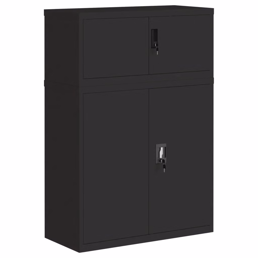 Armadio Classificatore vidaXL in Metallo Nero Opaco con Ante a Battente e Serratura L/P/H: 90 x 40 x 130 cm – 2