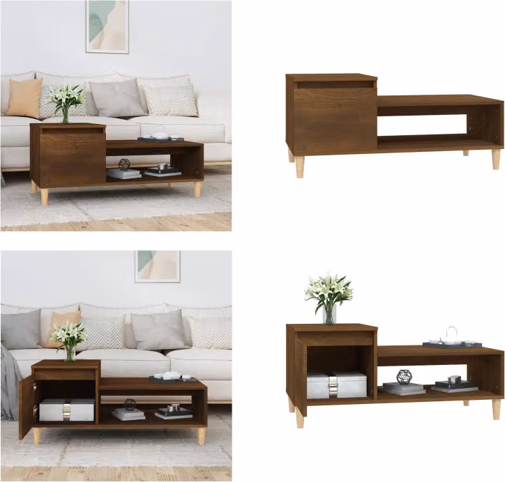 vidaXL Tavolino da caffè marrone look rovere 100x50x45 cm materiale a base di legno - Tavolino da caffè - Tavolino da salotto - Tavolino da divano