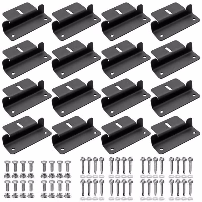 Set di 16 supporti a Z per pannelli solari, in alluminio, colore nero