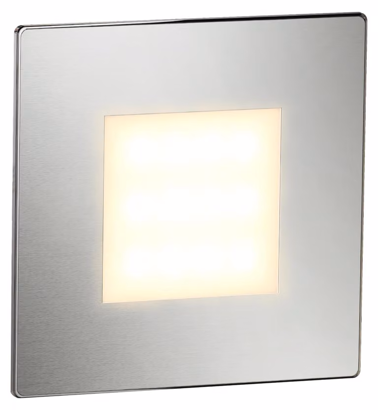 ledscom.de: Lampada a LED per scale/applique da parete FEX, per interni ed esterni, quadrata, in acciaio inossidabile, 85 x 85 mm, luce calda – Acciaio inossidabile / Colore della luce: Bianco caldo, Dimensione: 1 pezzo (confezione da 1)