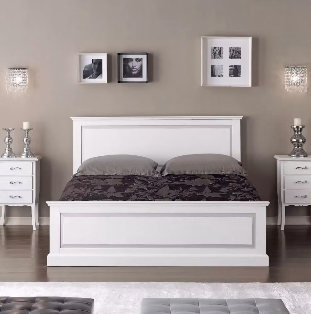 Letto matrimoniale shabby chic in legno massello bianco Mobili 2G L/P/H: 173 x 209 x 110 cm – 2