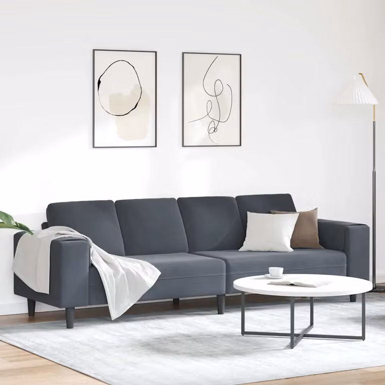 Divano moderno per soggiorno vidaXL in tessuto grigio con cuscini inclusi L: 250 cm, P: 77 cm, H: 76 cm