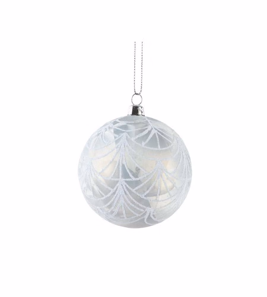 Decoris Pallina Natale Argento Infrangibile - Effetto Ghiaccio Elegante - 8cm