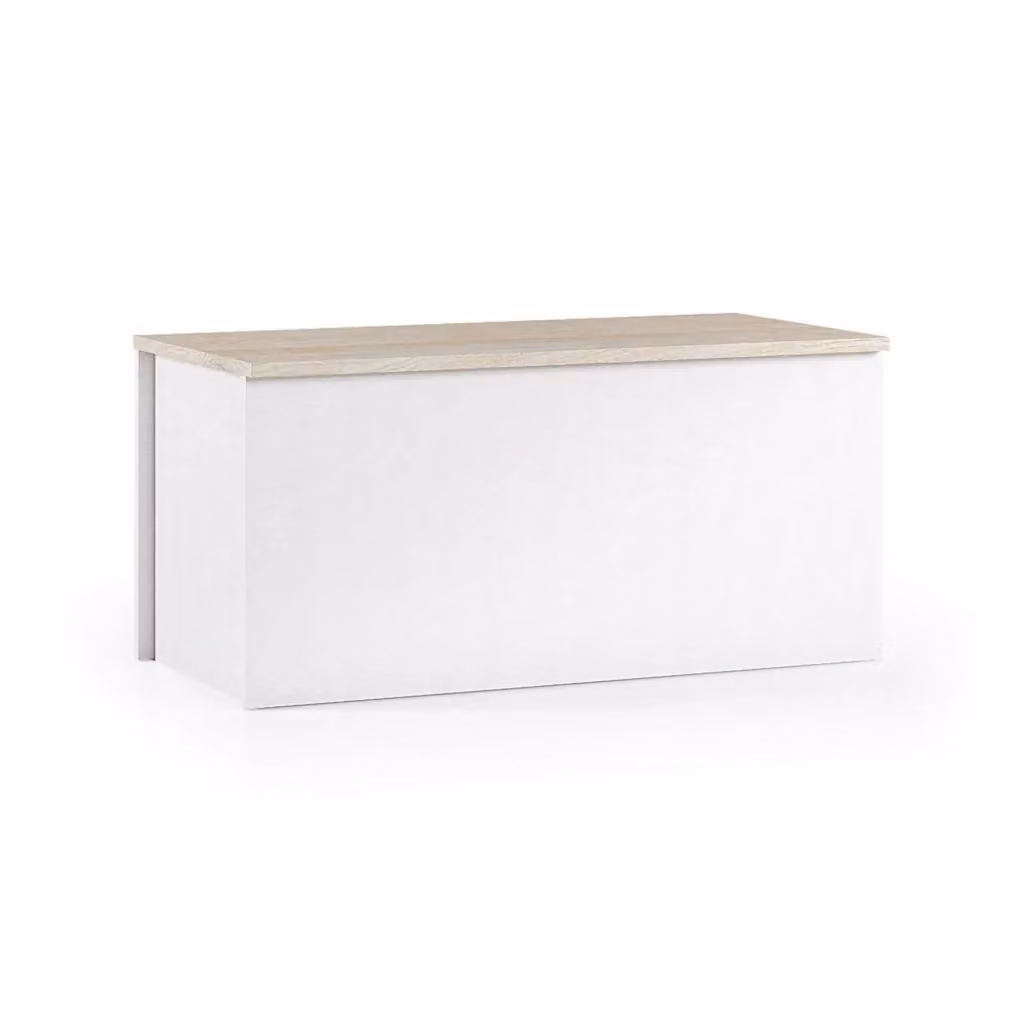 Baule Ayusnay DMORA, Cassapanca moderna multiuso in MDF, Bianco e Rovere, L: 90 cm, P: 45 cm, H: 45 cm – 2