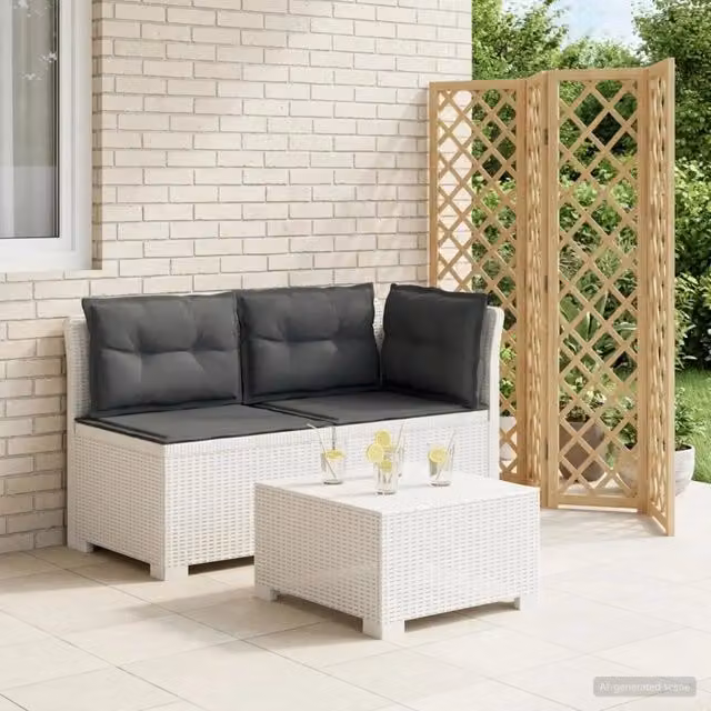 Divano da giardino a 2 posti con cuscini in stile rattan moderno, resistente alle intemperie e ai raggi UV, disponibile in bianco e antracite – 1